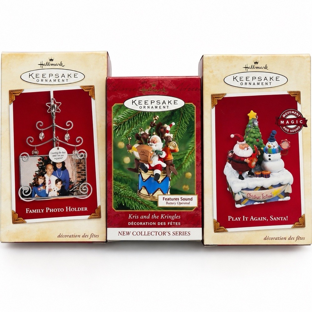 Hallmark Keepsake Ornament Lot 3 Magic Santa Kris Kringles Photo Holder New